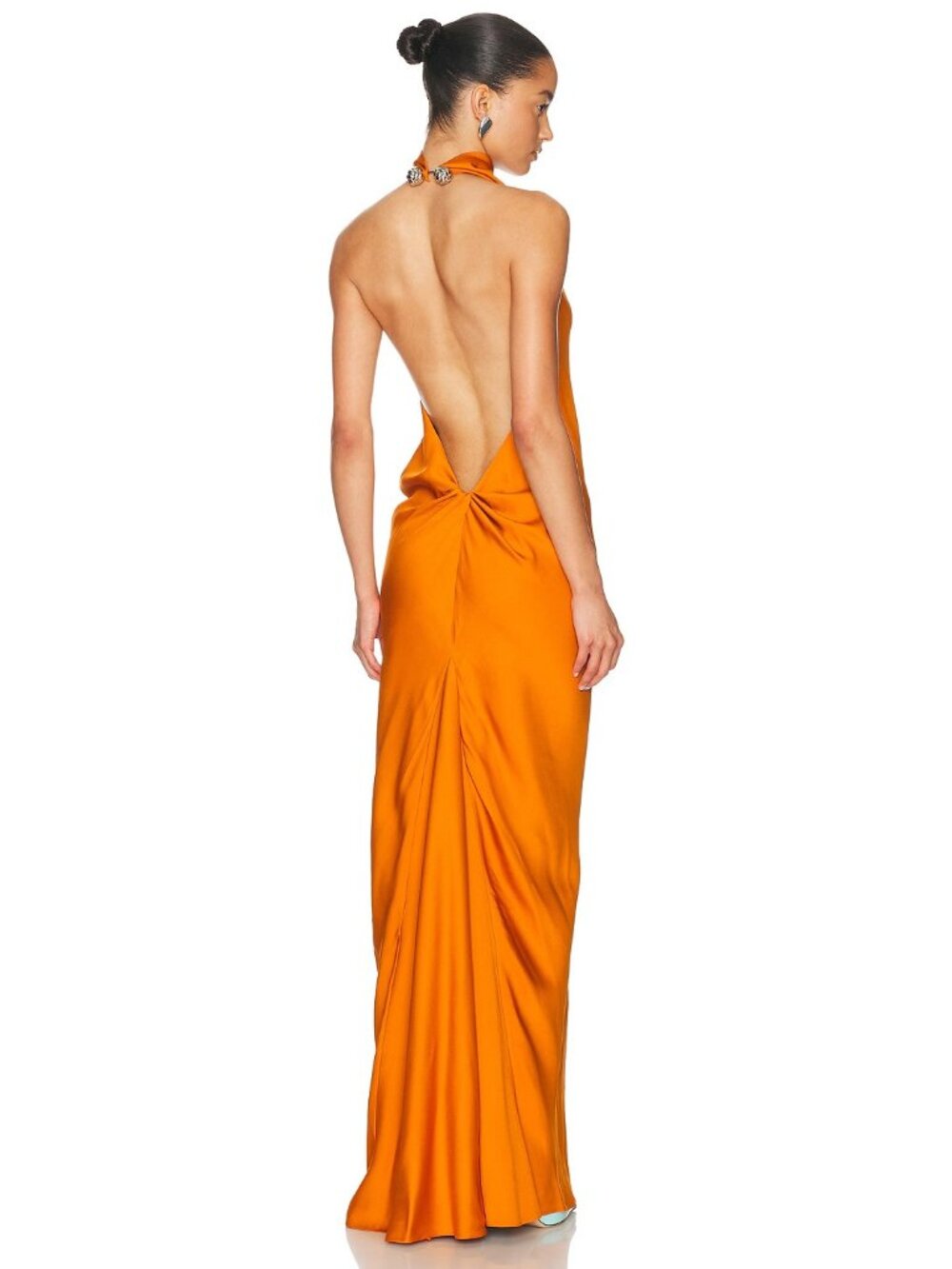 Brandon Maxwell Ophelia Sleeveless High Neck Gown in Sunset